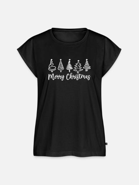Frohe Weihnachtsbaum-Skizzen - Frauen Premium Bio Top - Schwarz