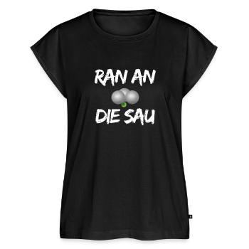 Ran an die Sau Boule Petanque Geschenk - Frauen Premium Bio Top - Schwarz - Vorne - AI Model Female 172 light (172cm)