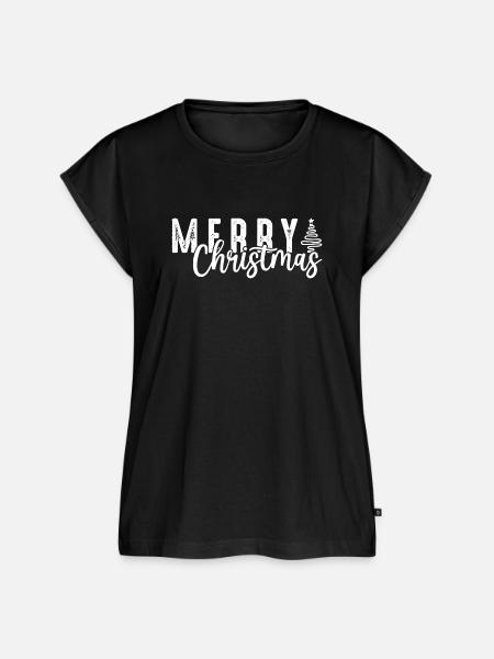Frohe Weihnachten Skript Overlay - Frauen Premium Bio Top - Schwarz