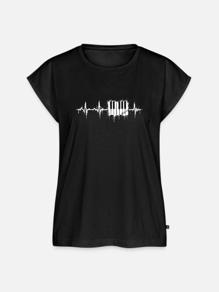 Mutterherz Klang-Wellendesign - Frauen Premium Bio Top - Schwarz