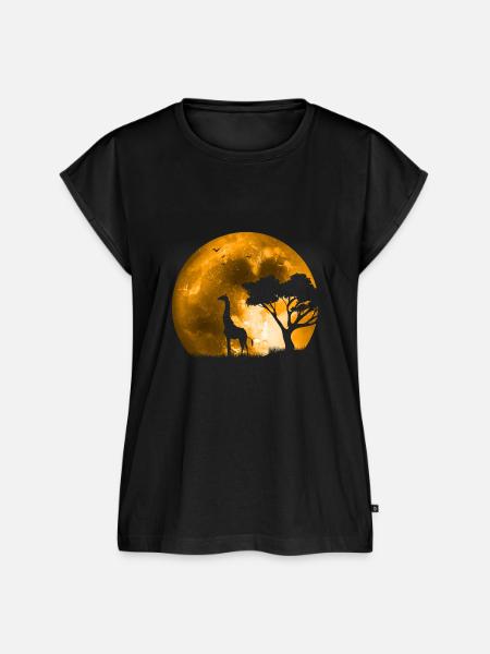 Giraffe im Mondschein - Frauen Premium Bio Top - Schwarz