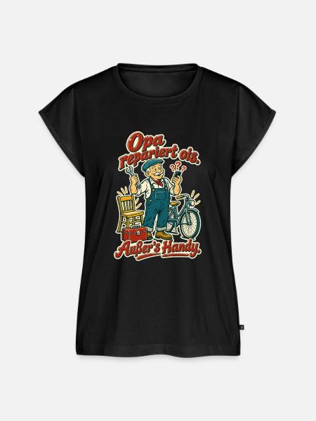 Opa repariert ois - Frauen Premium Bio Top - Schwarz