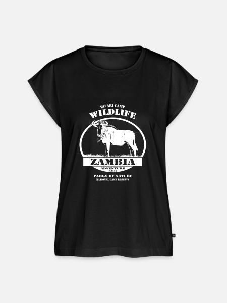 Sambia - Gnu - Frauen Premium Bio Top - Schwarz