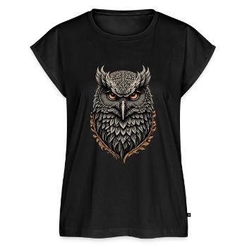 Hibou - Haut bio Premium Femme - noir - Devant - AI Model Female 172 light (172cm)