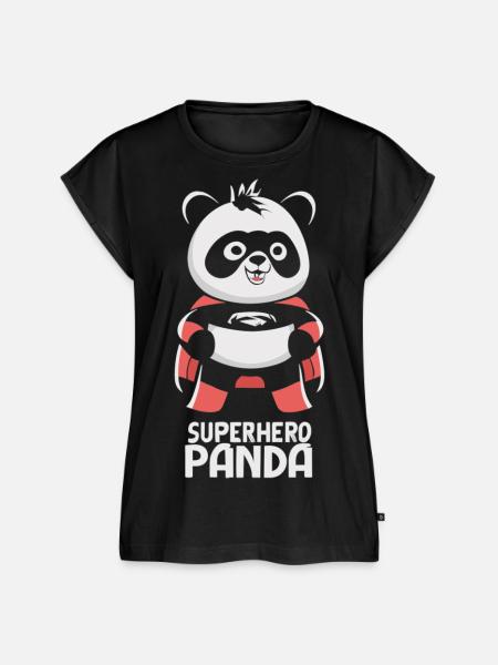 Superhelden Panda - Frauen Premium Bio Top - Schwarz