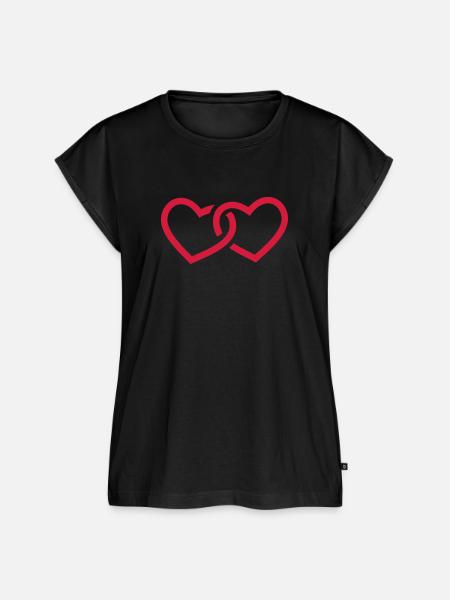 Verschlungene Herzen - Frauen Premium Bio Top - Schwarz