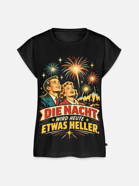 Retro Feuerwerk Shirt - Frauen Premium Bio Top - Schwarz