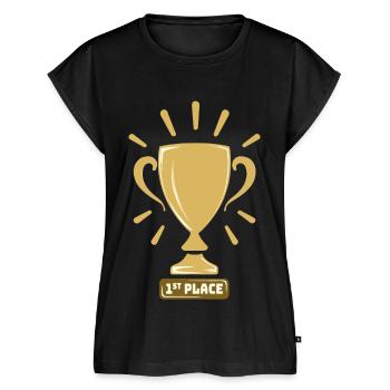 1ère place Gagnant Or Gagnant Gagnant Première victoire - Haut bio Premium Femme - noir - Devant - AI Model Female 172 light (172cm)