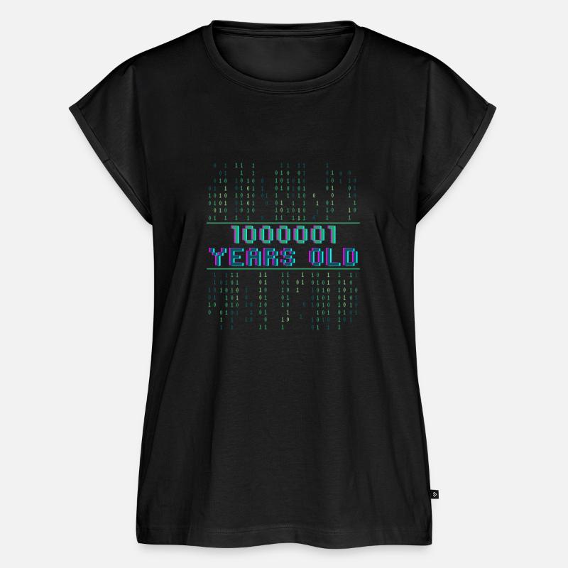 65e anniversaire 65 ans Code binaire Informatique - Haut bio Premium Femme - noir