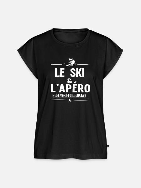 Ski und Aperitif - Frauen Premium Bio Top - Schwarz