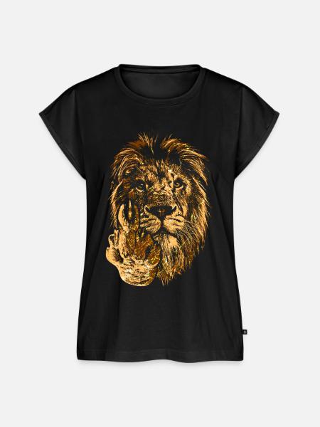 Lustiger Löwe mit Mittelfinger - Frauen Premium Bio Top - Schwarz