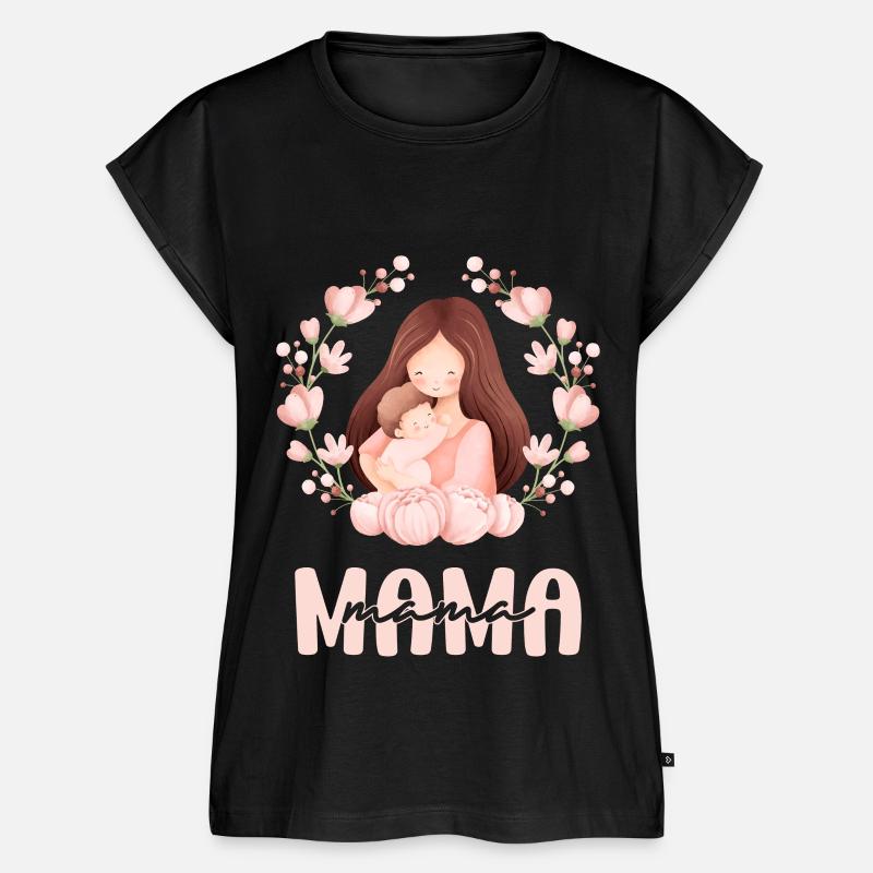 Mama Mutter Kind Blumen Mutterliebe - Frauen Premium Bio Top - Schwarz