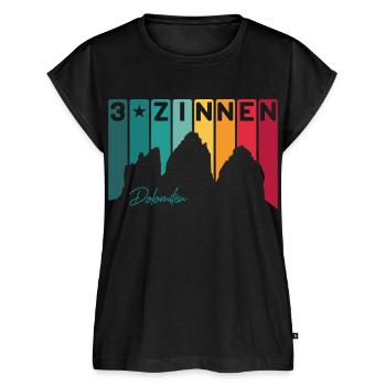 Drei 3 Zinnen Dolomiten E5 Südtirol Italien Retro - Frauen Premium Bio Top - Schwarz - Vorne - AI Model Female 172 light (172cm)