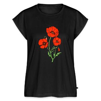 Mohnblume - Frauen Premium Bio Top - Schwarz - Vorne - AI Model Female 172 light (172cm)