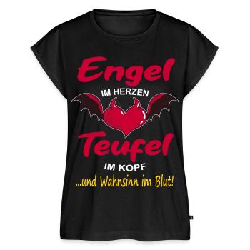 Engel Teufel Kostüm Charakter Zicke Geschenk - Frauen Premium Bio Top - Schwarz - Vorne - AI Model Female 172 light (172cm)