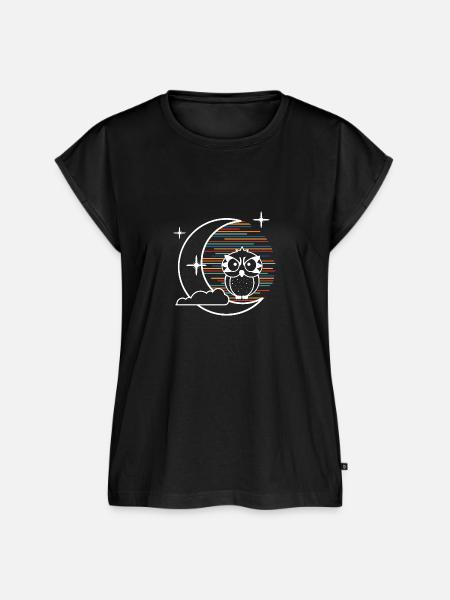 Eule & Mond (Minimal) - Frauen Premium Bio Top - Schwarz