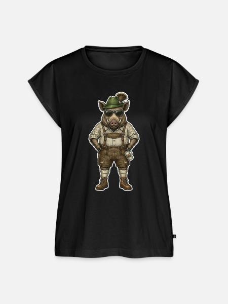 Biergarten Wildschwein Jäger Alpen - Frauen Premium Bio Top - Schwarz