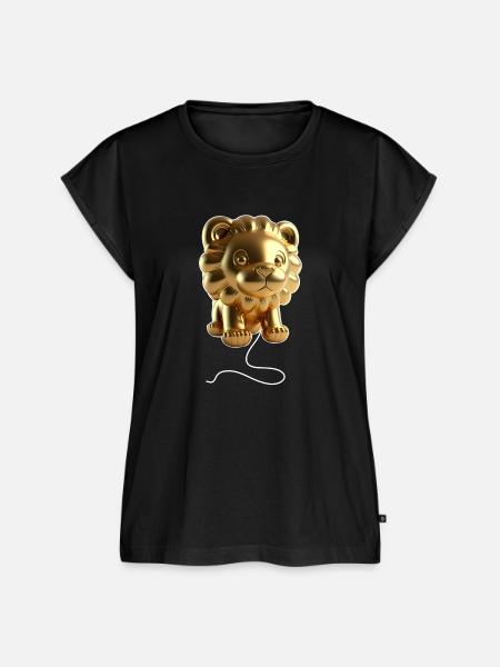 Löwe Ballon - Gold - Frauen Premium Bio Top - Schwarz