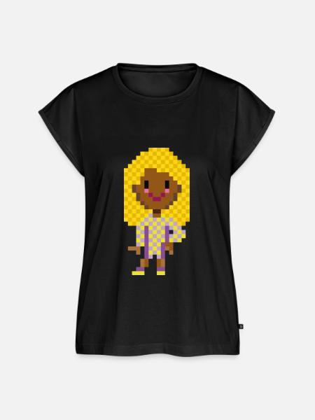 PIXELFIGUR GELB-LILA - Frauen Premium Bio Top - Schwarz