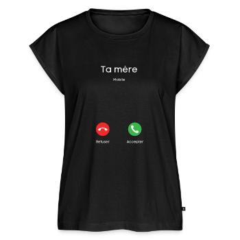 appel de ta mère - Haut bio Premium Femme - noir - Devant - AI Model Female 172 light (172cm)