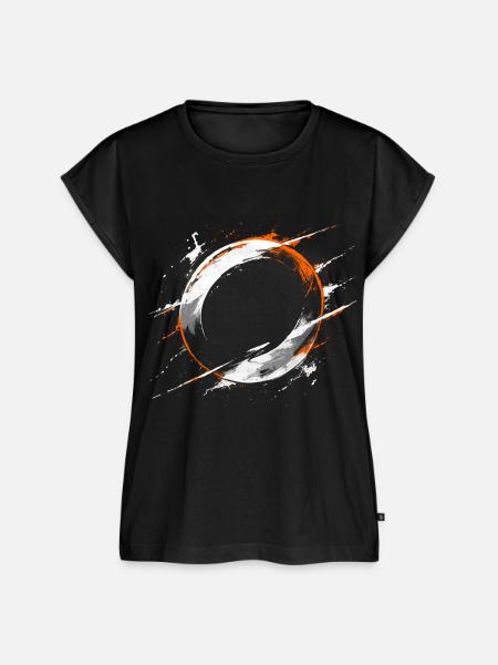 Orangene Enso-Splash-Kreis - Frauen Premium Bio Top - Schwarz