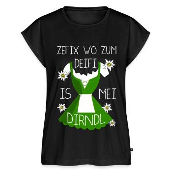 Zefix Wo Zum Deifi Is Mei Dirndl Spaß - Frauen Premium Bio Top - Schwarz - Vorne - AI Model Female 172 light (172cm)