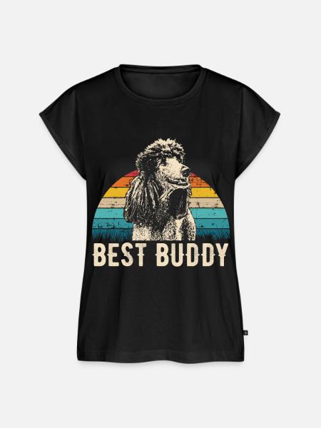 Pudel retro Geschenk Shirt - Frauen Premium Bio Top - Schwarz