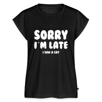 Sorry I m late i saw a cat - Frauen Premium Bio Top - Schwarz - Vorne - AI Model Female 172 light (172cm)