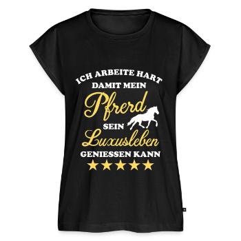 Pferd Luxusleben Arbeit Geschenk - Frauen Premium Bio Top - Schwarz - Vorne - AI Model Female 172 light (172cm)