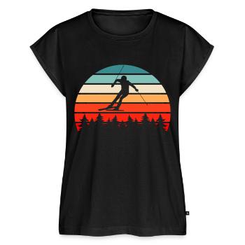 Ski Retro - Frauen Premium Bio Top - Schwarz - Vorne - AI Model Female 172 light (172cm)