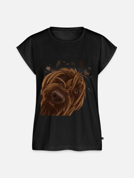 Neugieriger Wirehaired Pointing Griffon Hund - Frauen Premium Bio Top - Schwarz