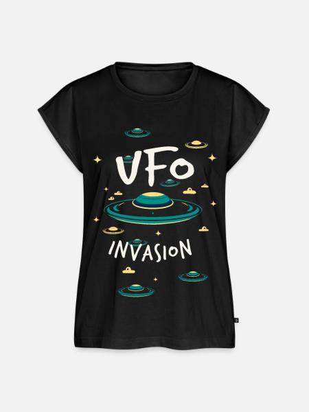 Ufo-Invasion - Frauen Premium Bio Top - Schwarz