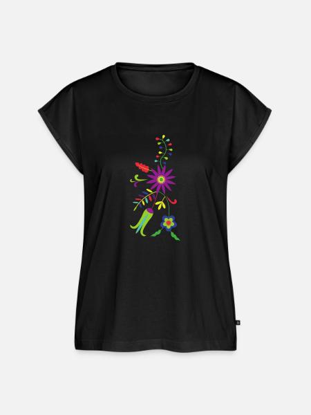 Blumen design - Frauen Premium Bio Top - Schwarz