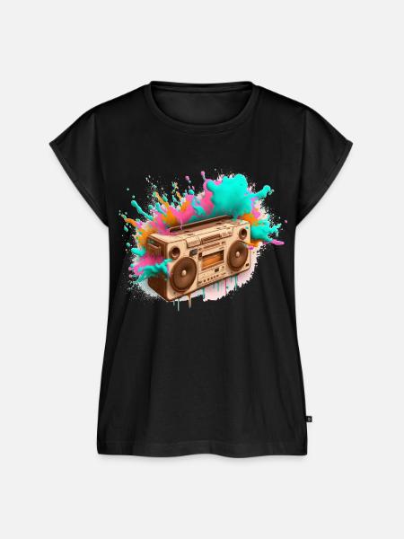 Retro-Stereo-Explosion - Frauen Premium Bio Top - Schwarz