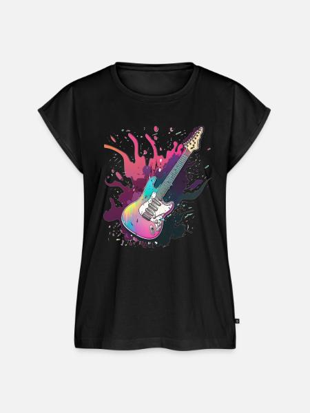 Flammende Gitarre - Frauen Premium Bio Top - Schwarz