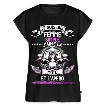 Femme Simple Moto Apéro Motarde - Haut bio Premium Femme - noir - Devant - AI Model Female 172 light (172cm)