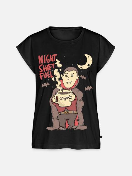 night shift fuell - draculla coffee - Frauen Premium Bio Top - Schwarz