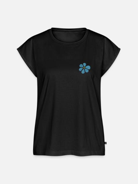 Gänseblümchen bestickt - Frauen Premium Bio Top - Schwarz