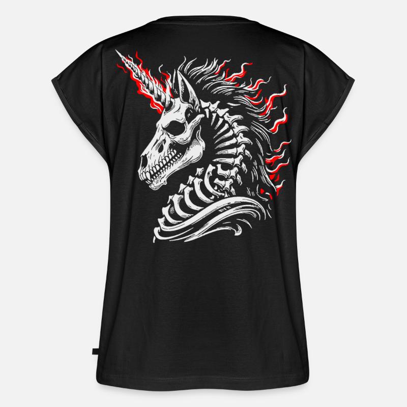 Flaming Skeleton Steed - Women’s Premium Organic Top - black