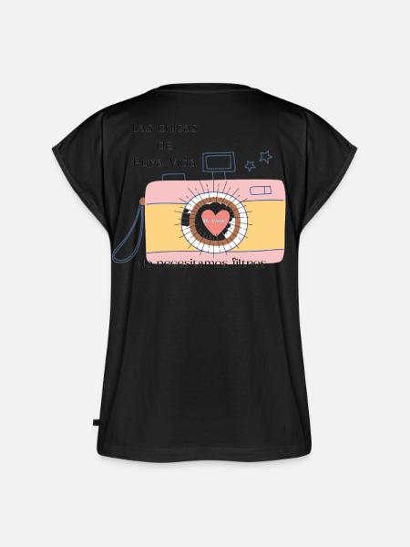 Retro-Kamera mit positiver Botschaft - Frauen Premium Bio Top - Schwarz