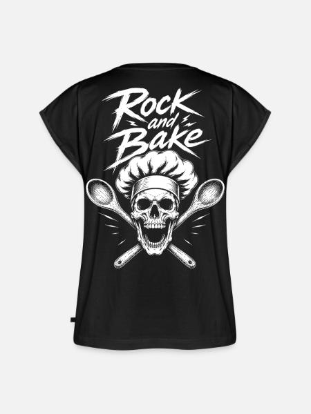 Rock and Bake Schädel Motiv - Frauen Premium Bio Top - Schwarz