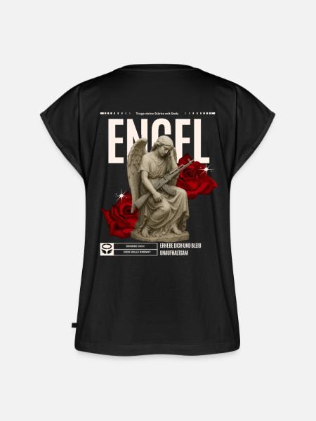 Engel mit Ak - Frauen Premium Bio Top - Schwarz