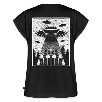 Tekno 23 Alien UFO - Frauen Premium Bio Top - Schwarz - Hinten - AI Model Female 172 light (172cm)