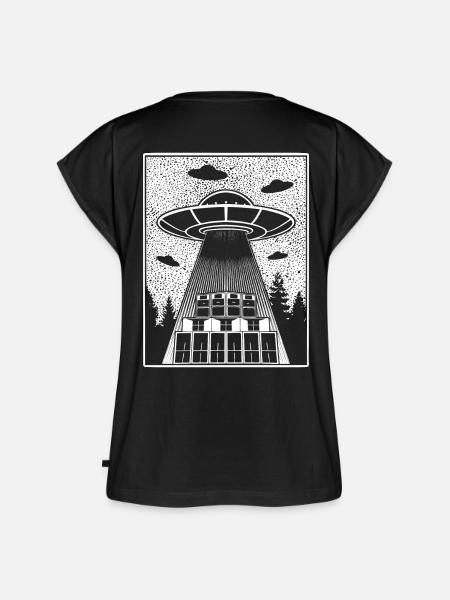 Tekno 23 Alien UFO - Frauen Premium Bio Top - Schwarz