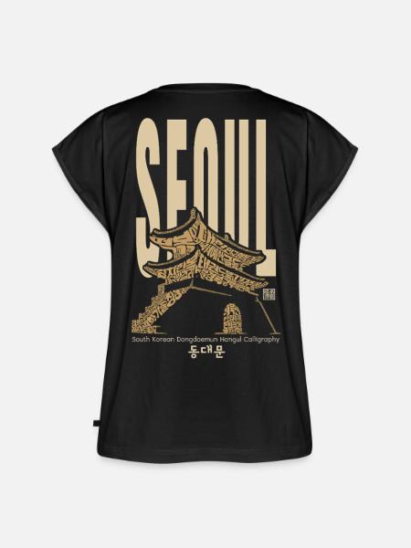 Seoul Dongdaemun – Koreanische Hangeul-Kunst - Frauen Premium Bio Top - Schwarz