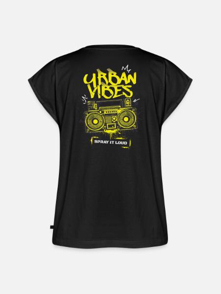 Urban Vibes – Gesprühter Boombox - Frauen Premium Bio Top - Schwarz