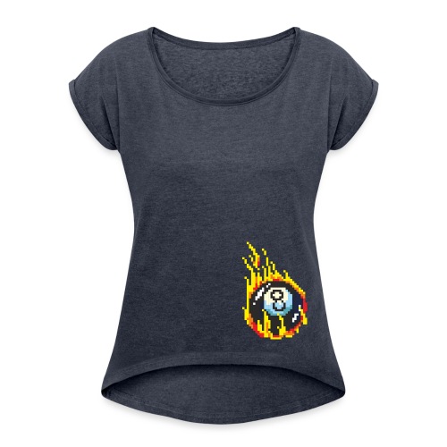 Pixelart No. 2 (Burning 8-Ball) - Farbe/colour - Frauen T-Shirt mit gerollten Ärmeln