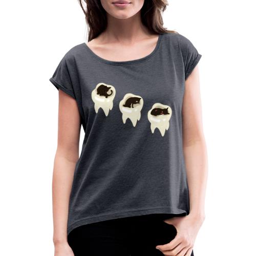 Katzenwäsche - Frauen T-Shirt mit gerollten Ärmeln
