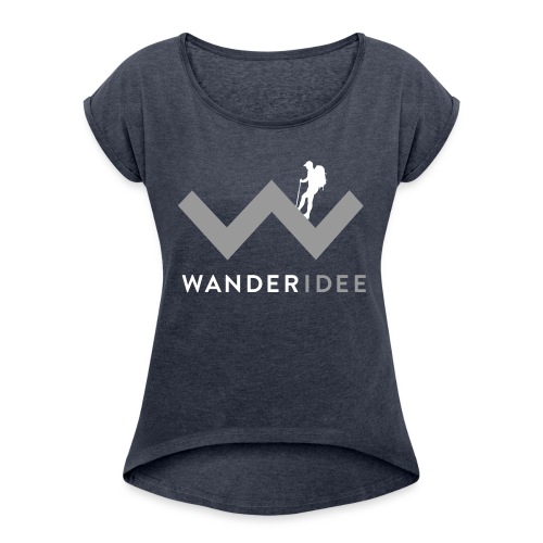 wanderidee Logo negativ sw - Frauen T-Shirt mit gerollten Ärmeln