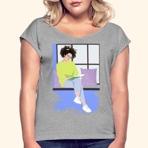 Amante de los libros - Camiseta con manga enrollada mujer